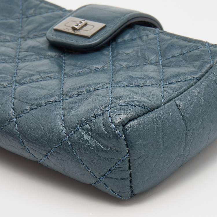 Pre Owned Chanel Blue Quilted Leather Reissue CC Phone Pouch