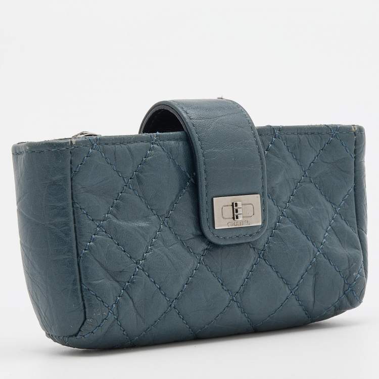 Pre Owned Chanel Blue Quilted Leather Reissue CC Phone Pouch