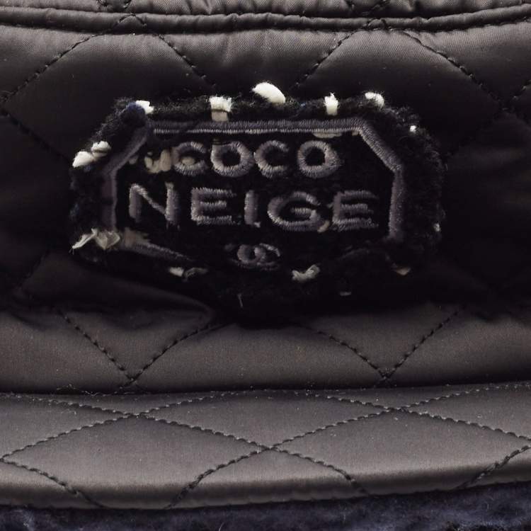 Pre Owned Chanel Black Quilted Coco Neige Trapper Hat M