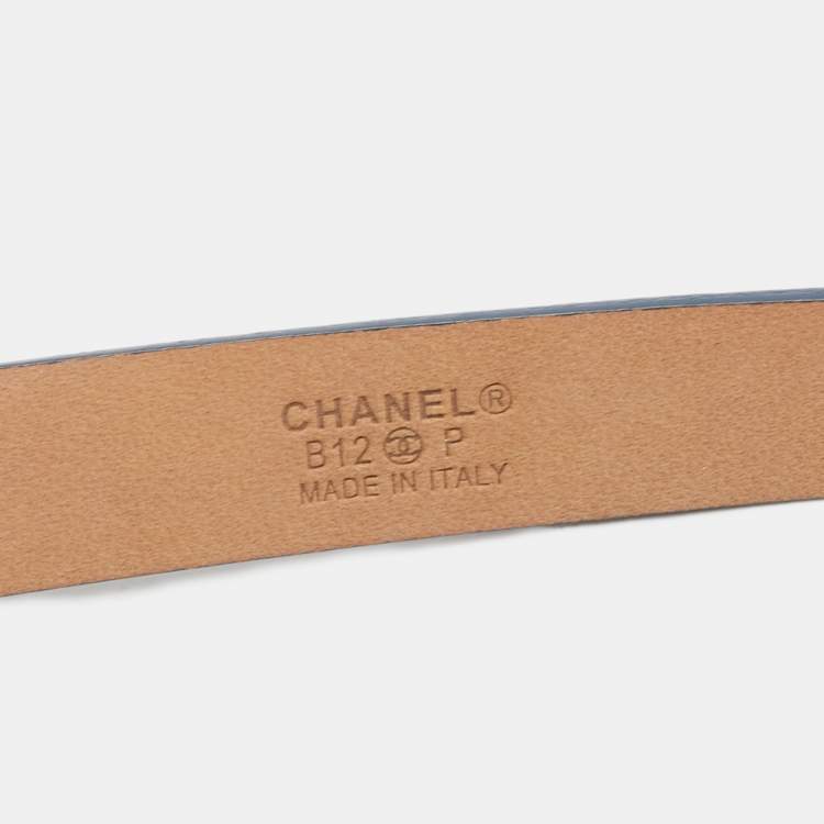 Pre Owned Chanel Blue Leather CC Slim Belt 90CM