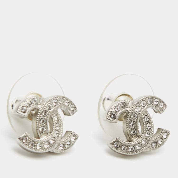Sold at Auction: Chanel Crystal Mini CC Pierced Earrings