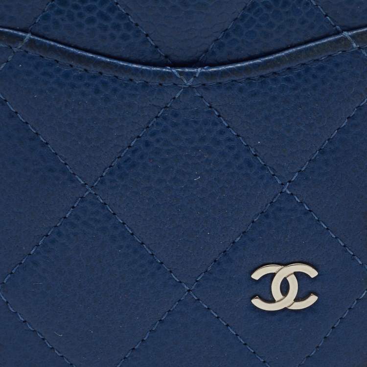 Pre Owned Chanel Blue Quilted Leather CC iphone 11 Pro Cover