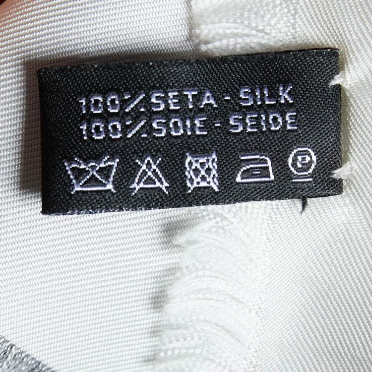 Pre Owned Chanel Navy Blue & White Logo Printed Silk Shawl