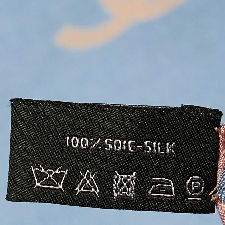 Pre Owned Chanel Light Blue CC Printed Silk Square Scarf