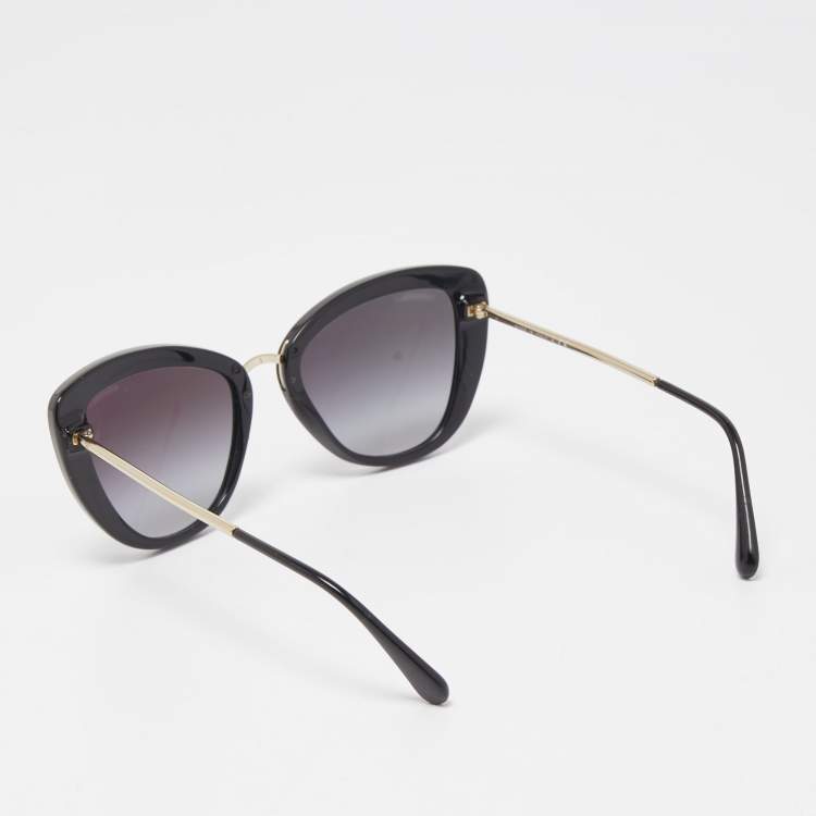 Pre Owned Chanel Black/Gold Gradient Cat Eye Sunglasses