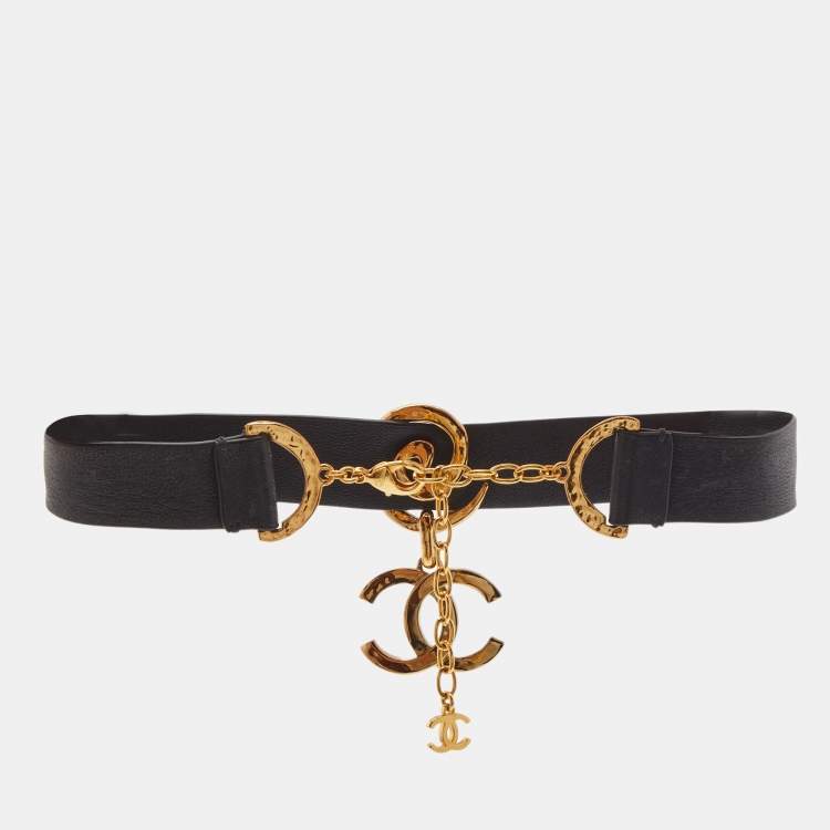 Chanel CC Leather Gold Tone Choker Necklace Chanel