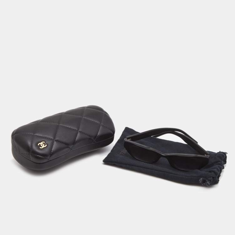 Pre Owned Chanel Black Logo Rectangle Gradient Sunglasses