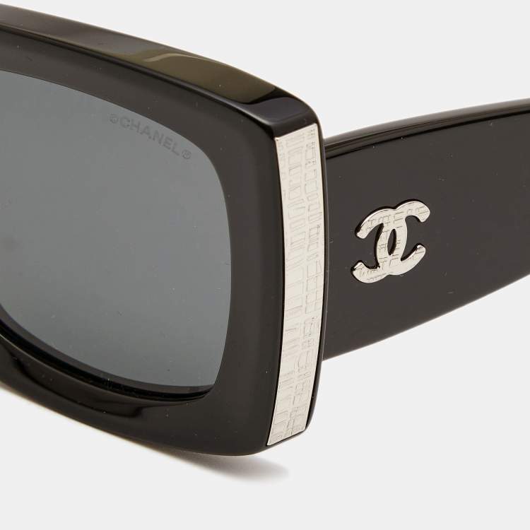 Chanel Black CC Rectangular Sunglasses Chanel