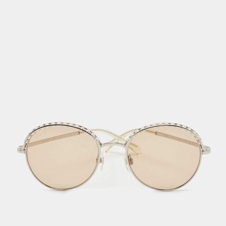 Chanel Silver Tone/Beige 4247-H Faux Pearl Round Sunglasses Chanel | The  Luxury Closet