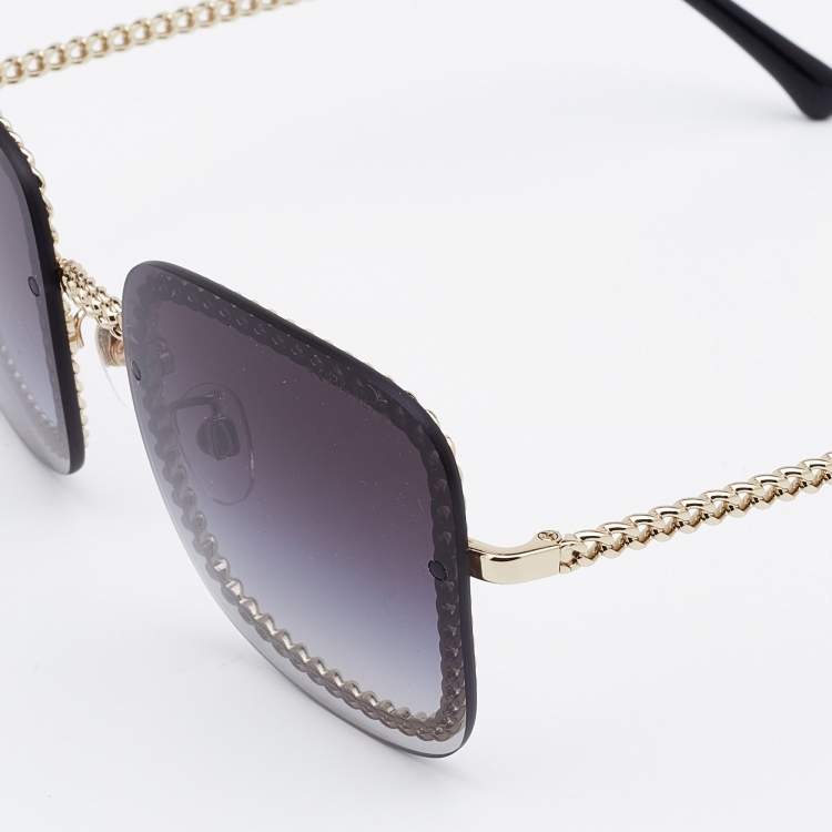 Chanel Gold Tone/ Grey Gradient 4244 Square Sunglasses