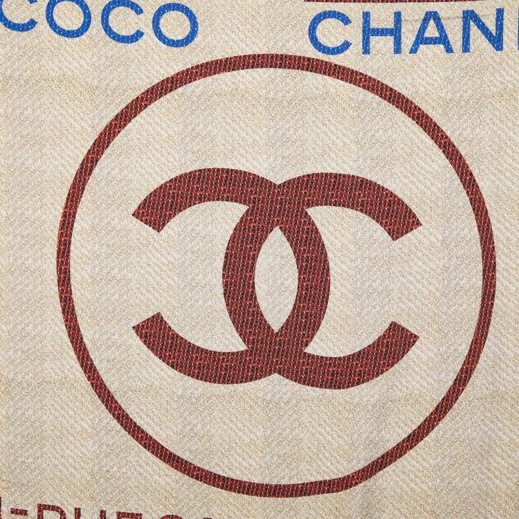 Pre Owned Chanel Multicolor Tweed Printed Silk Square Scarf