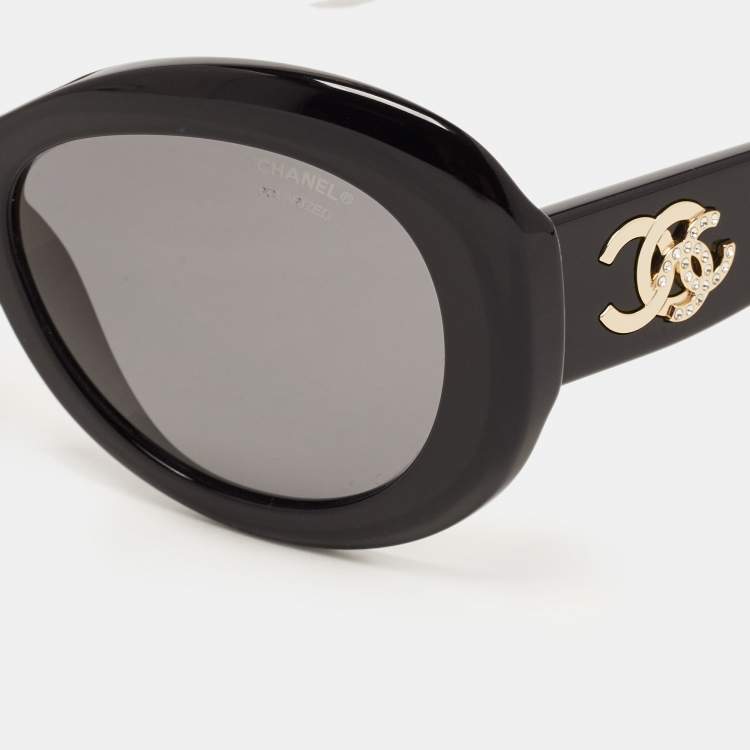 Chanel Black/Grey 5469-B CC Oval Sunglasses Chanel
