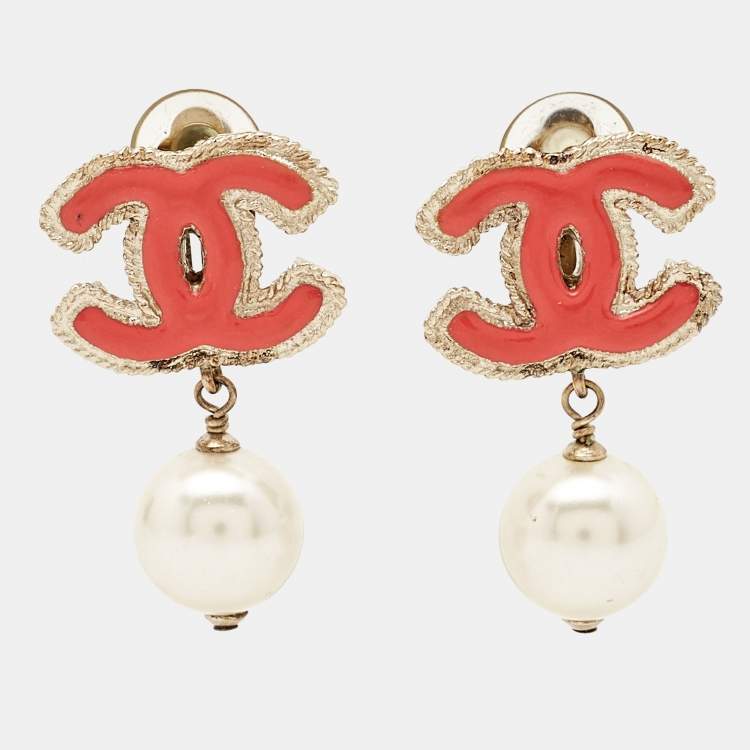 Chanel CC Enamel Faux Pearl Earrings Chanel | The Luxury Closet