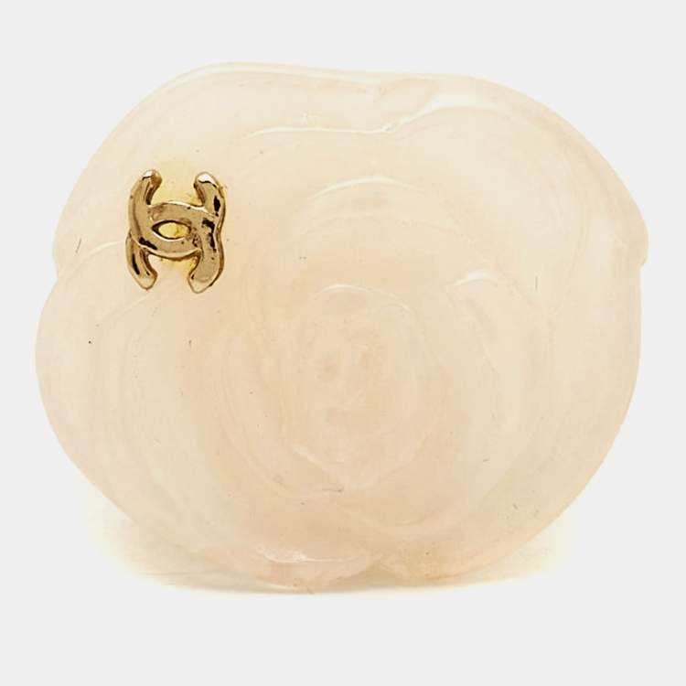 Auth Vintage CHANEL Pearl Camellia Clip-On Earrings White/Gold Used from  Japan