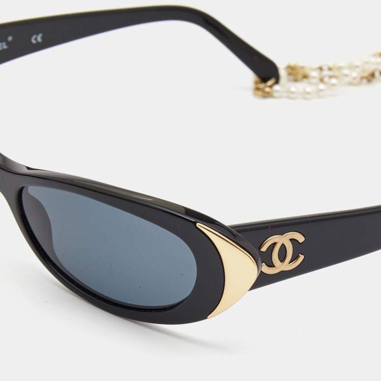 Pre Owned Chanel Black CC Pearl Necklace Sunglasses
