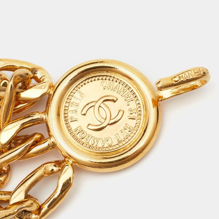 Pre Owned Chanel 31 Rue Cambon Gold Tone 3 Layer Chain Link Belt