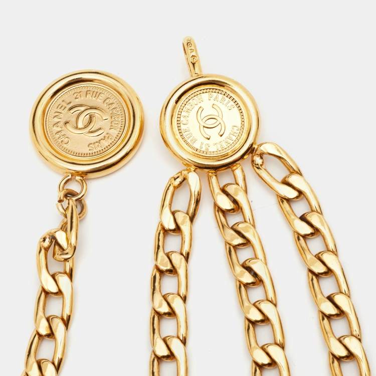 Pre Owned Chanel 31 Rue Cambon Gold Tone 3 Layer Chain Link Belt