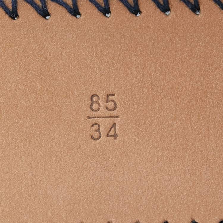 Pre Owned Chanel Navy Blue Patent Leather Buckle Belt 85CM