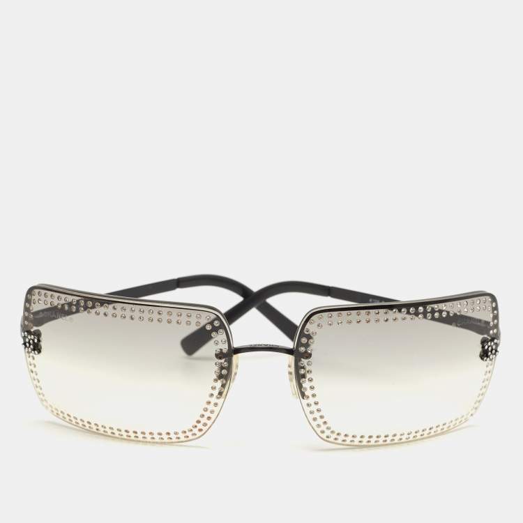 Chanel Black Crystals Embellished Rimless Sunglasses Chanel TLC