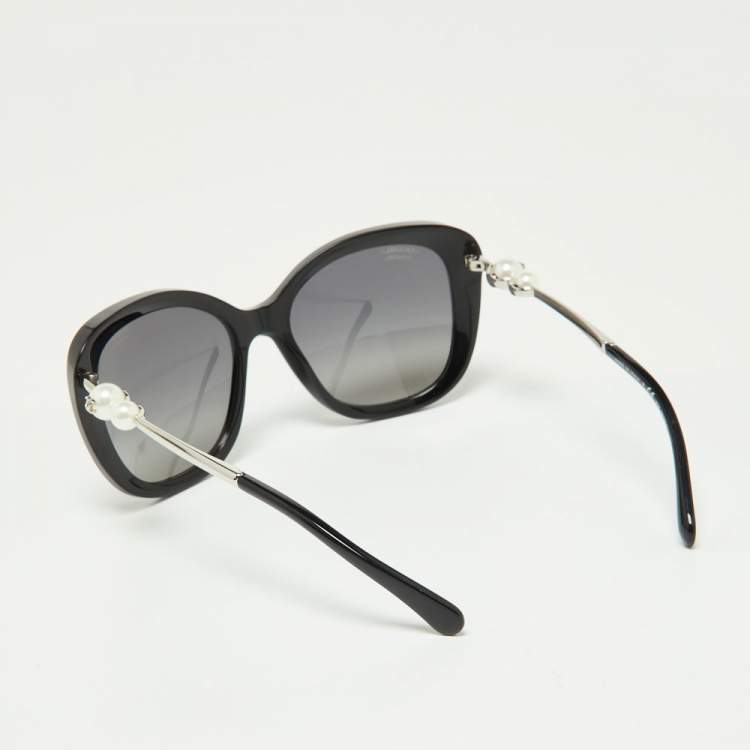Pre Owned Chanel Black/Grey Gradient 5339-H Pearl Oversized Sunglasses
