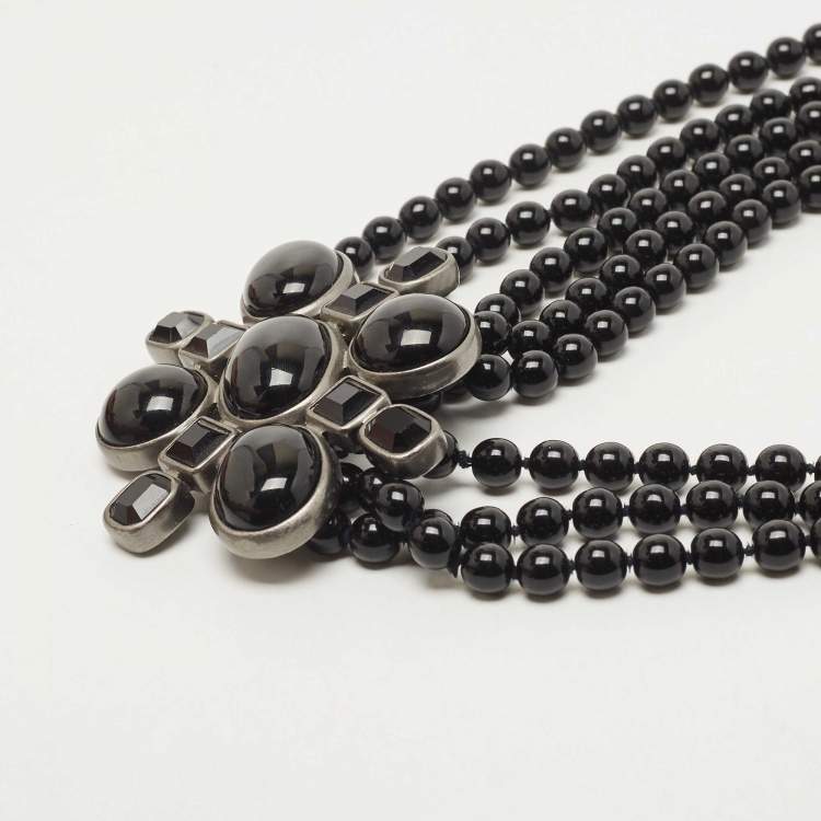 مملوكة مسبقًا Chanel Resin Beads Crystal Gunmetal Tone Belt