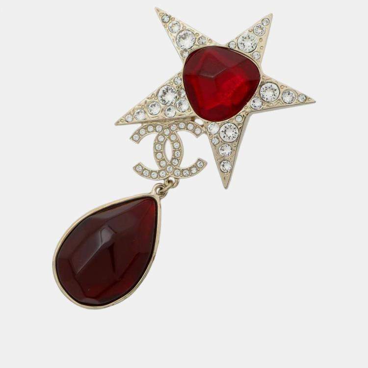 CHANEL Star motif Rhinestone Brooch Silver/Red Metal Rhinestone Chanel |  The Luxury Closet