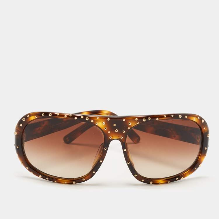 Chanel Brown Gradient 5135 CC Studded Aviator Sunglasses Chanel