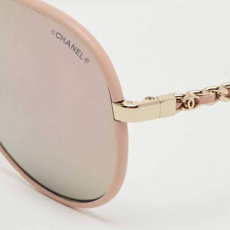 Chanel Pink/Gold Mirrored 4219 Winter Aviators Sunglasses Chanel