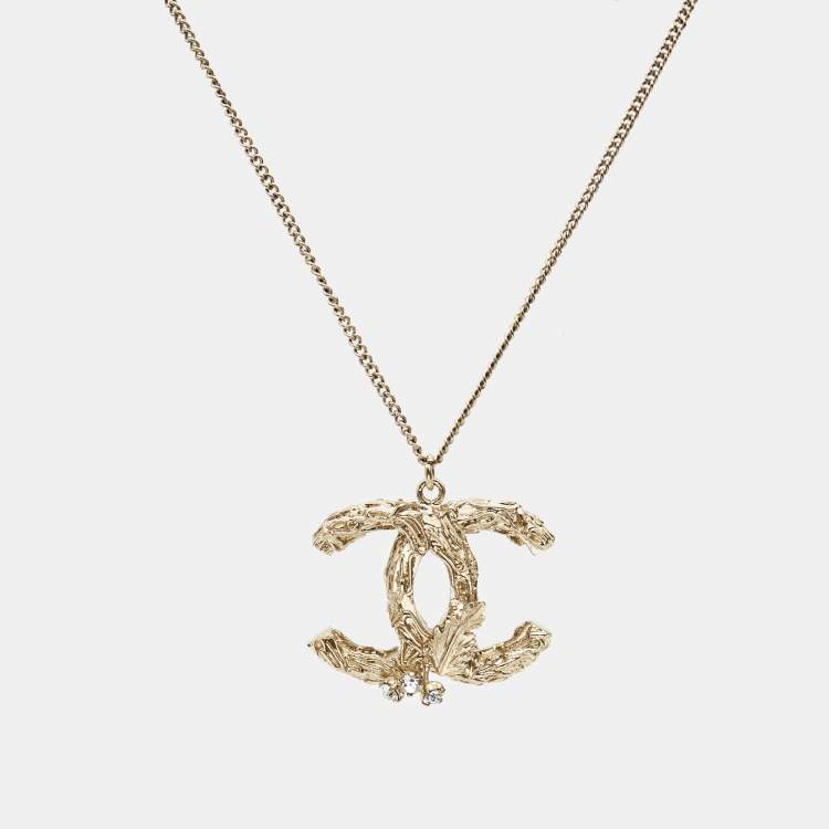 Chanel CC Crystals Gold Tone Metal Pendant Necklace Chanel | The Luxury  Closet