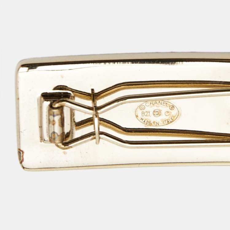 Pre Owned Chanel Crystals Gold Tone Hair Clip