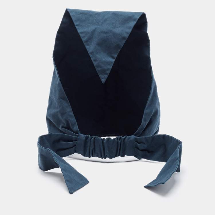 مملوكة مسبقًا Chanel Navy Blue Cotton Tie Detail Head Band