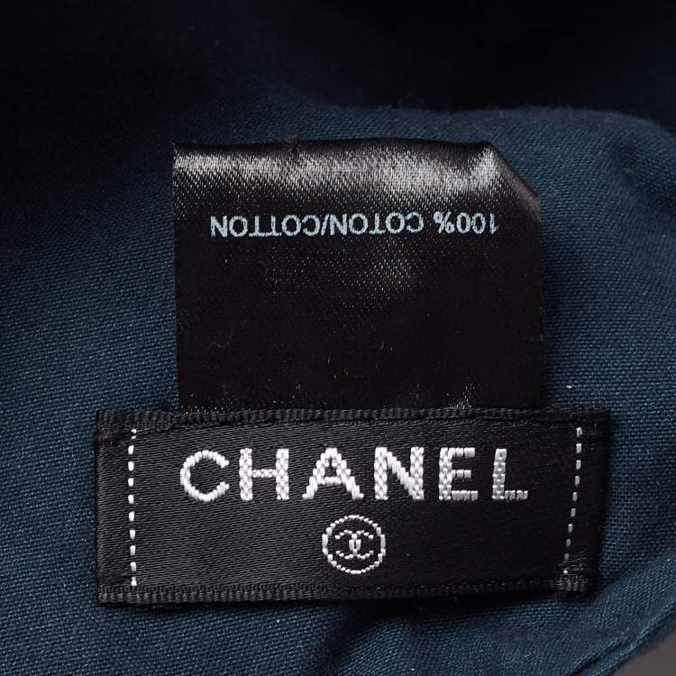 مملوكة مسبقًا Chanel Navy Blue Cotton Tie Detail Head Band