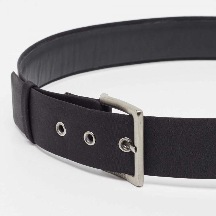 Pre Owned Chanel Black Satin Buckle Belt 75 CM