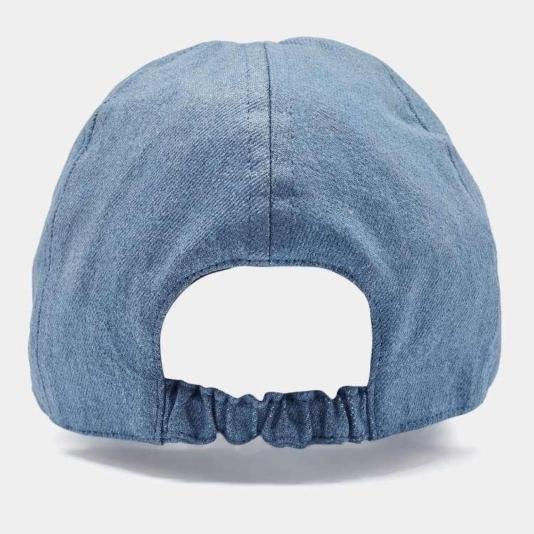 Pre Owned Chanel Blue Cotton Logo Embellished Cap M