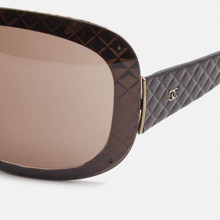 Pre Owned Chanel Brown 4165 CC Quilted Oversized Sunglasses