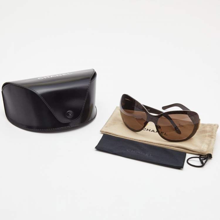 Pre Owned Chanel Brown 4165 CC Quilted Oversized Sunglasses