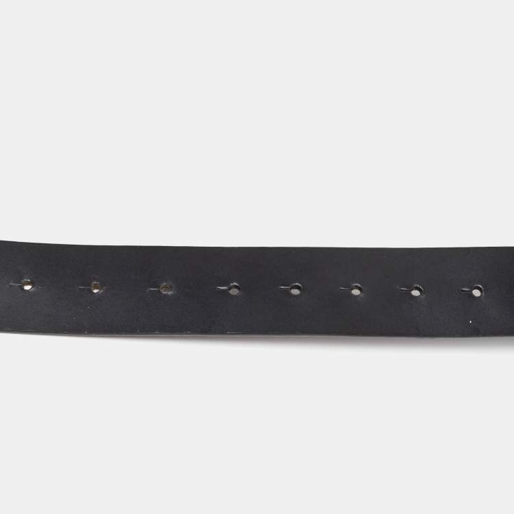 Pre Owned Chanel Black Leather CC Buckle Belt 80CM 