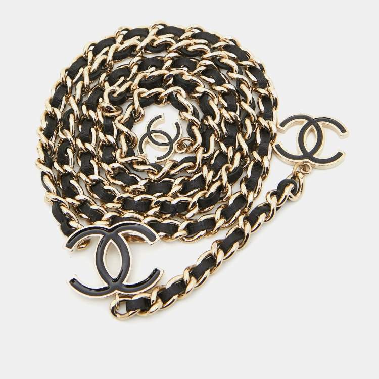 Pre Owned Chanel CC Enamel Leather Gold Tone Belt