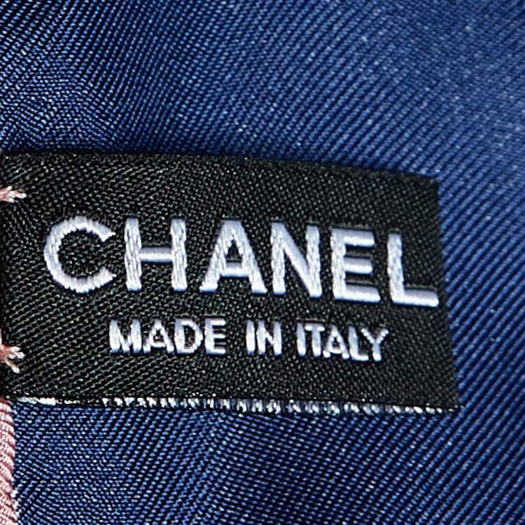 Pre Owned Chanel Navy Blue All-over CC Print Silk Square Scarf