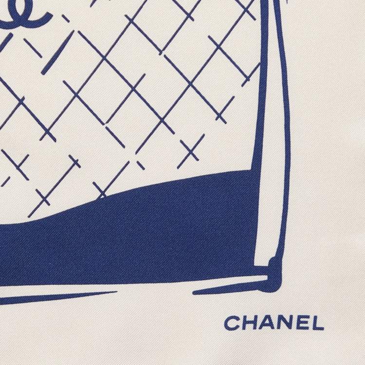 Pre Owned Chanel Cream Luggage Print Silk Square Scarf