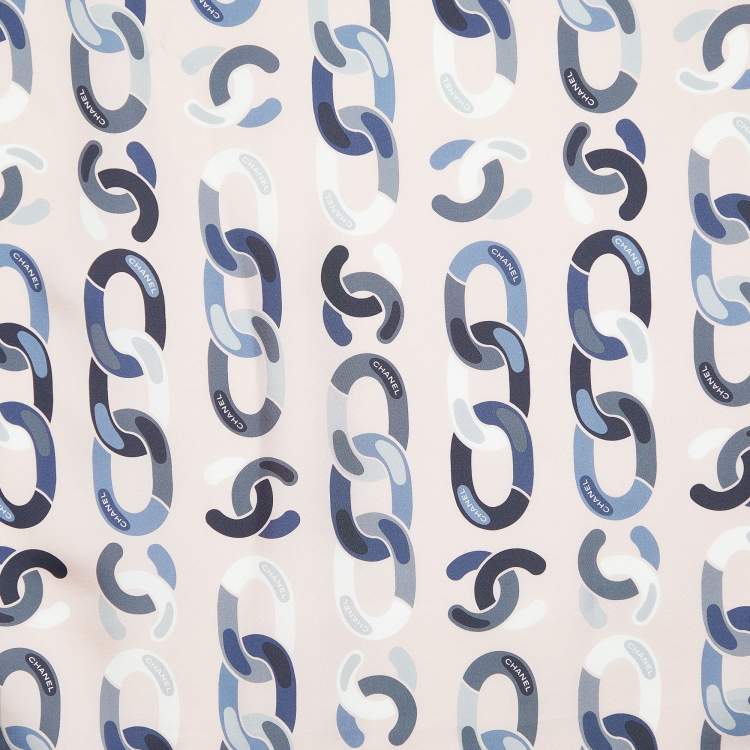 Pre Owned Chanel Light Pink CC Chain Print Silk Square Scarf