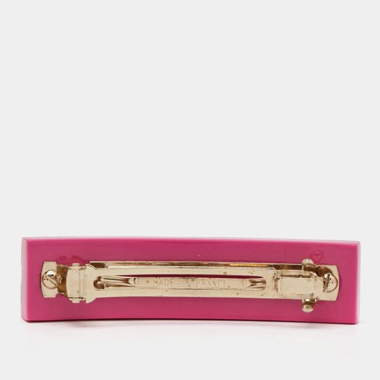 Pre Owned Chanel Pink CC Multicolor Motif Hair Clip Barrette