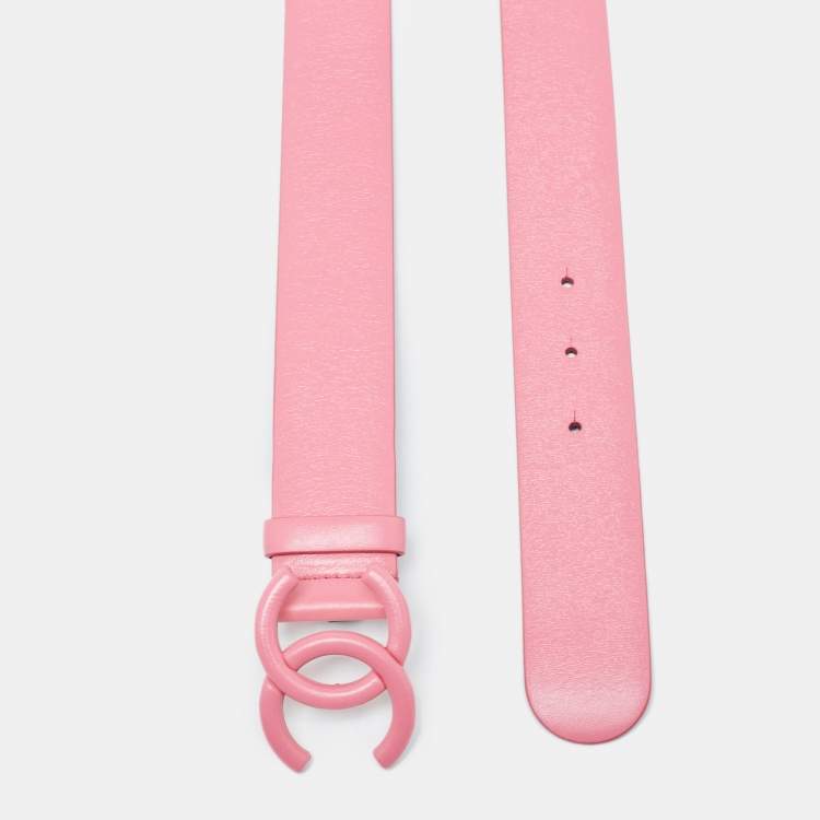 Chanel Pink Leather CC Buckle Belt 80CM Chanel | TLC