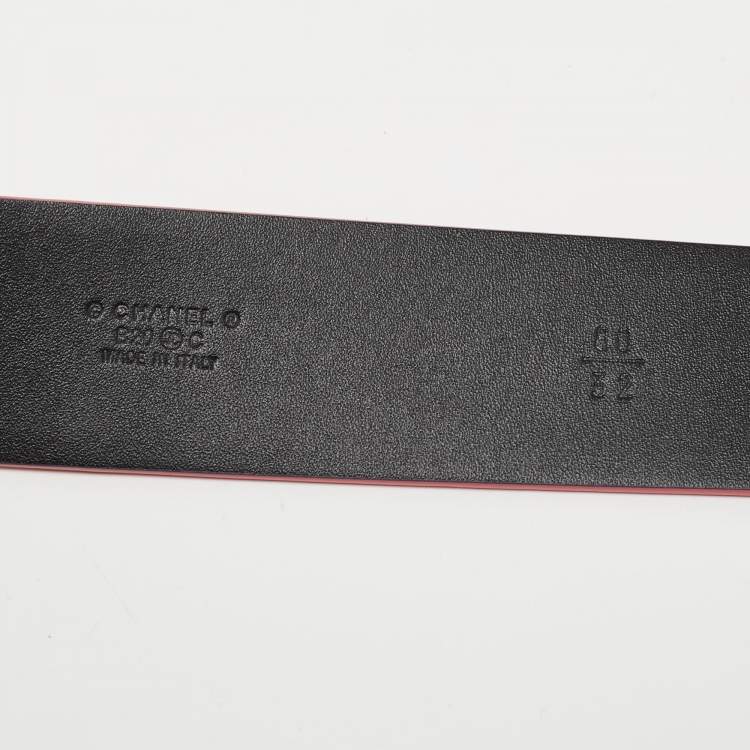 Pre Owned Chanel Pink Leather CC Buckle Belt 80CM
