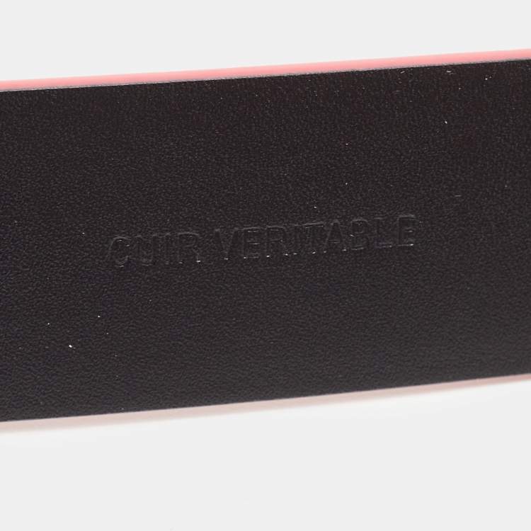 Pre Owned Chanel Pink Leather CC Buckle Belt 80CM