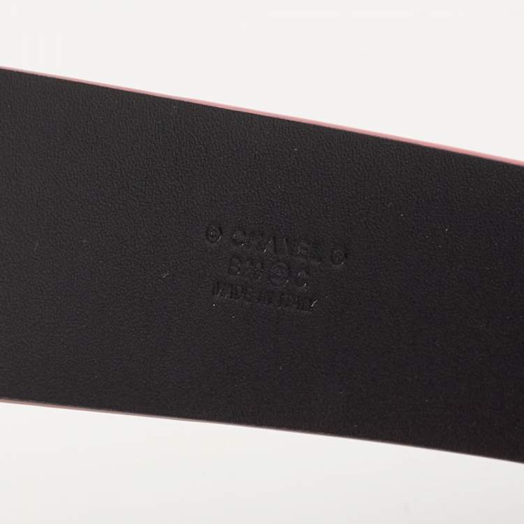 Pre Owned Chanel Pink Leather CC Buckle Belt 80CM