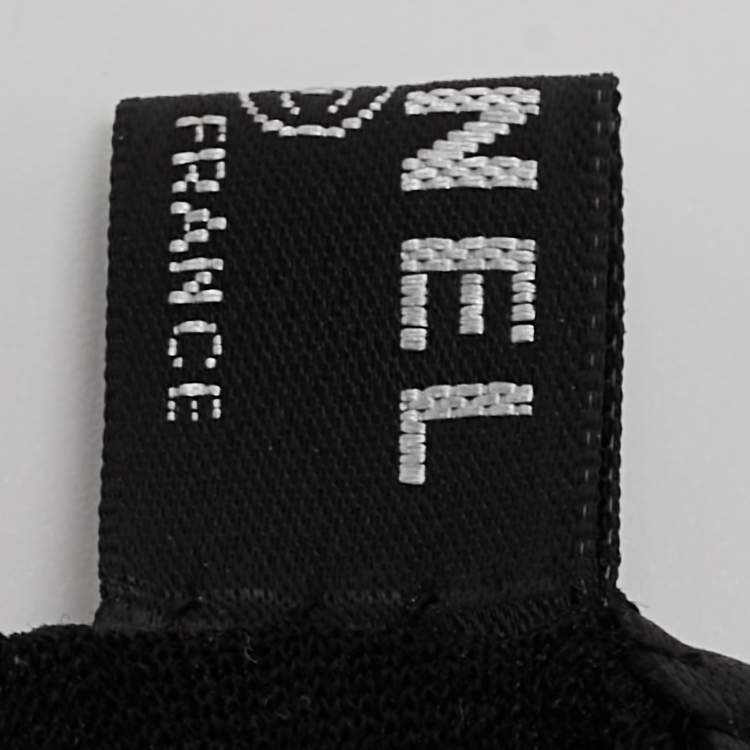 Pre Owned Chanel Black Leather Chain CC Gloves Size 8.5