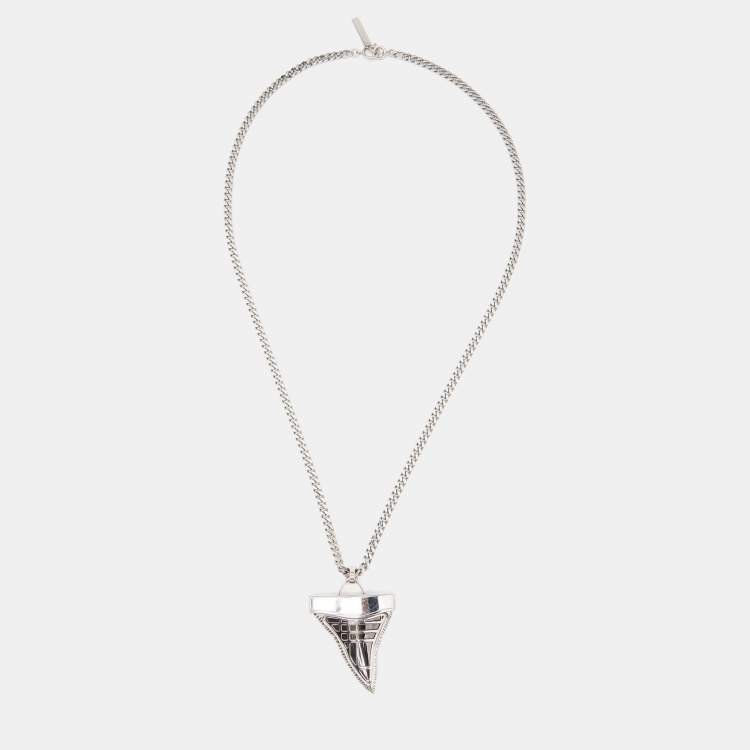 Pre Owned Givenchy Shark Tooth Two Tone Pendant Necklace
