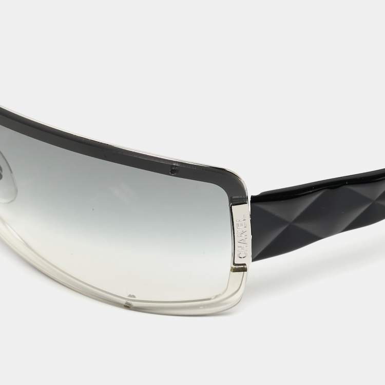 Black Quilted Shield Sunglasses | Icing US