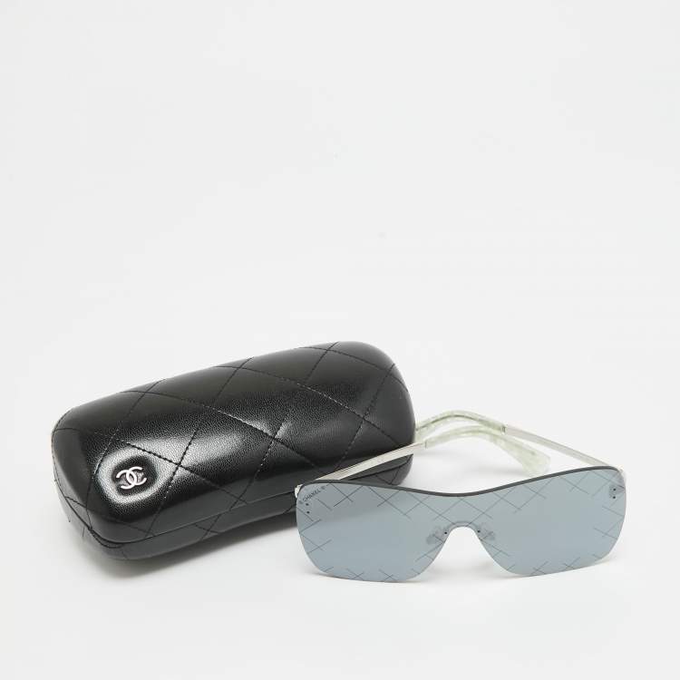 Pre Owned Chanel Black/Silver 4215 Runway Shield Sunglasses